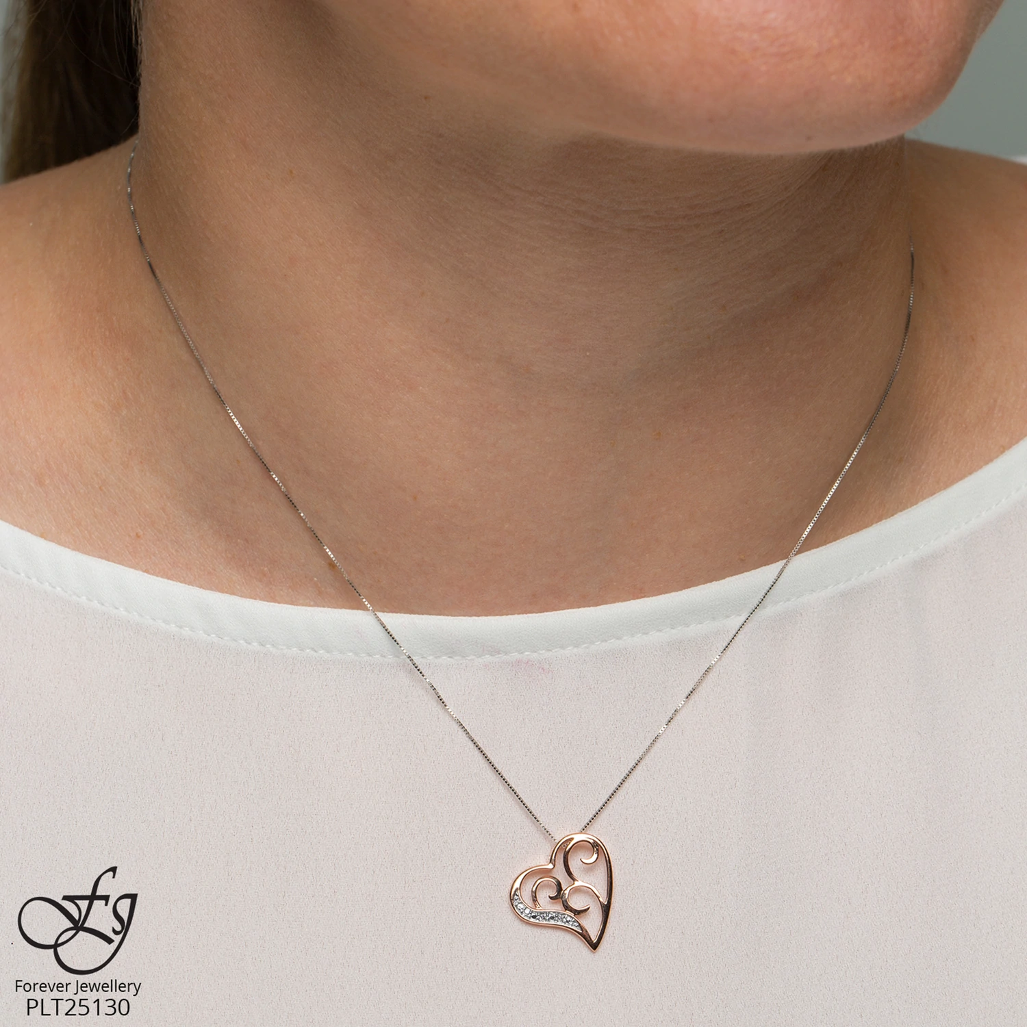 CHAINE et pendentif diamants deux tons - CH330 - Forever Jewellery