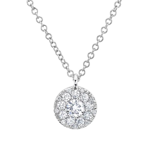 Chaine et pendentif or blanc 14kt et diamants - sc22008078 - 