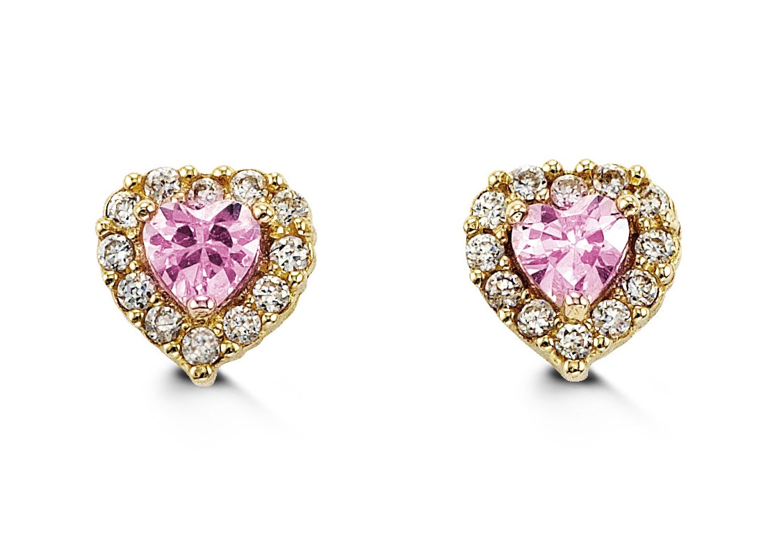 Boucles d'oreilles or 14kt coeur rose