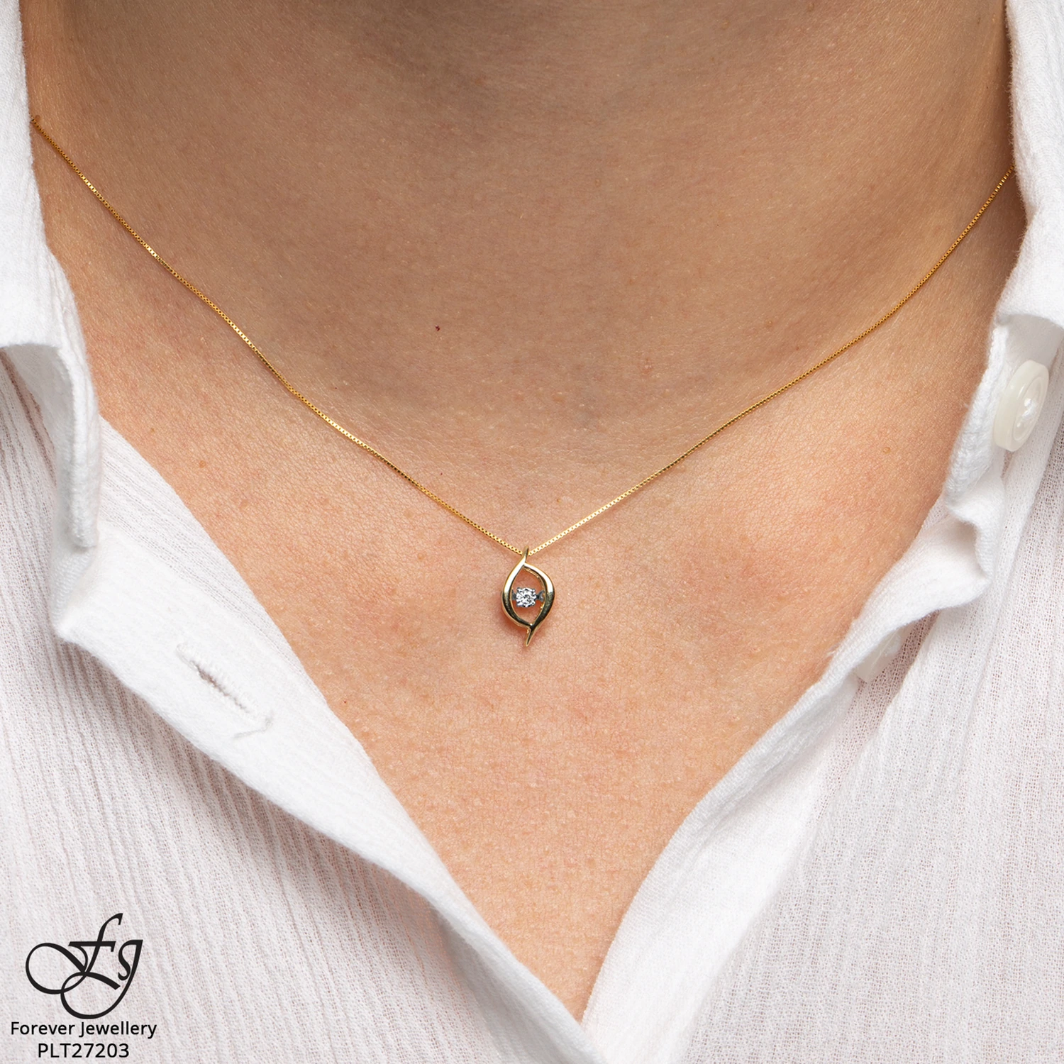 CHAINE et pendentif avec diamant pulse - 20090 - Forever Jewellery