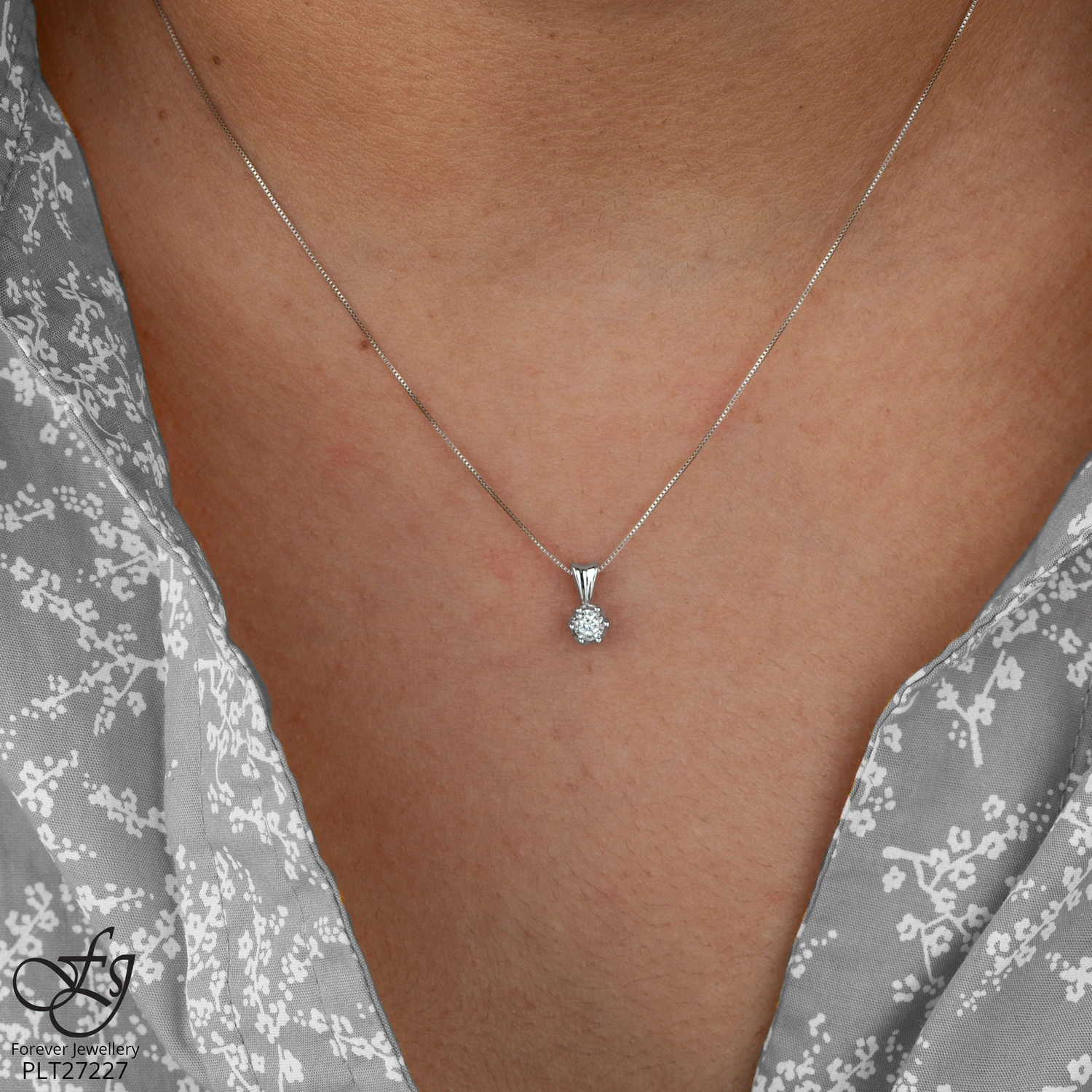 Chaine et pendentif avec diamant - P442 - Forever Jewellery