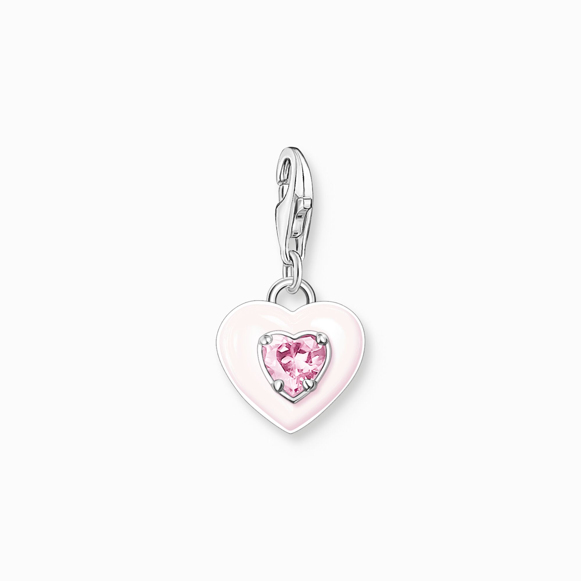 pendentif charm coeur avec pierres roses argent - t1915-041-9 - Thomas Sabo