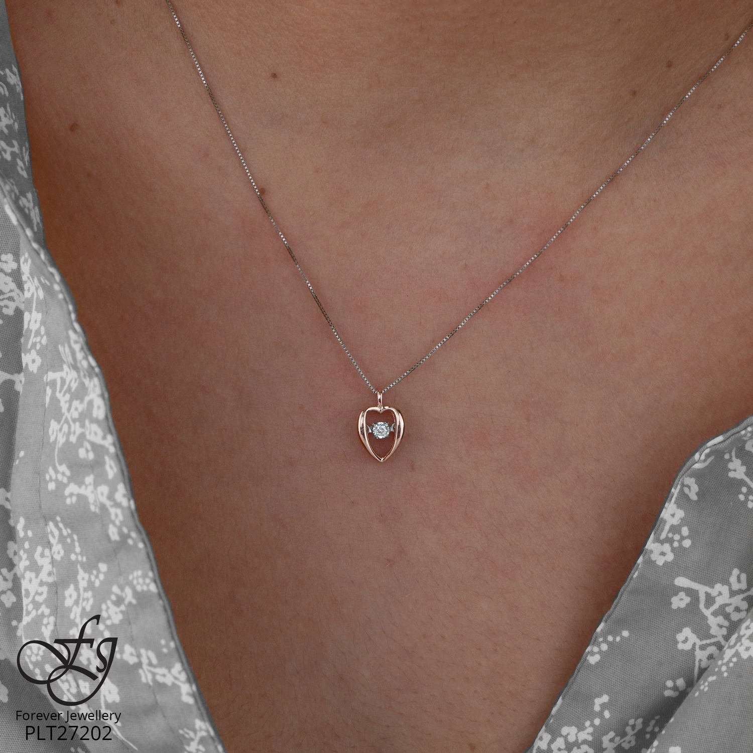 CHAINE et pendentif diamant pulse deux tons - CH365 - Forever Jewellery