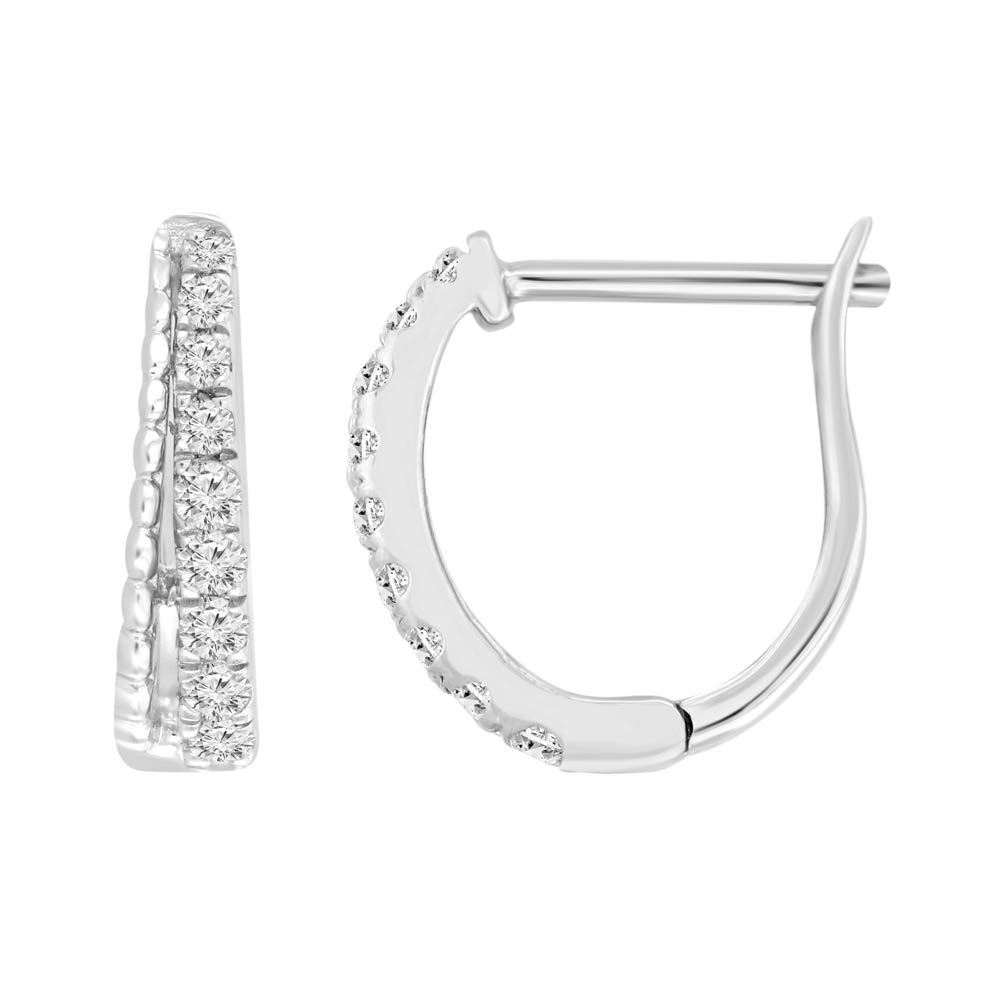 Boucles d'oreilles en anneaux or blanc 18kt et diamants - JBE-61514 - UNISON 18KT