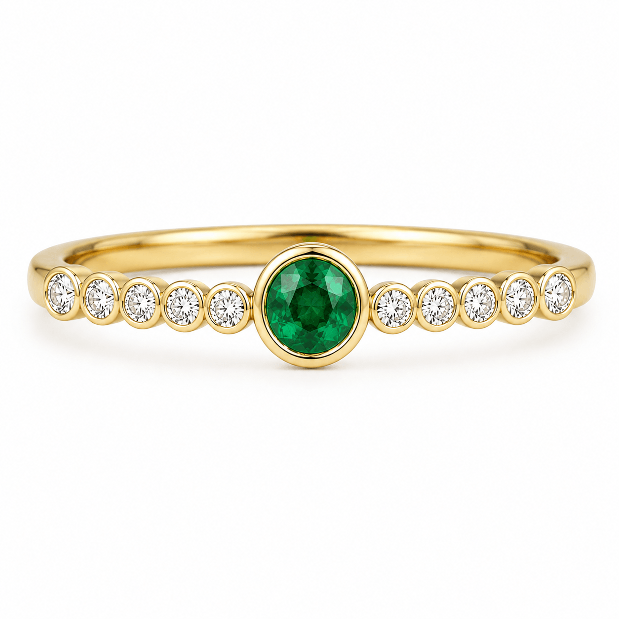 Bague or 14kt diamants et emeraude - xr1336em-ov-y - Roman Jules