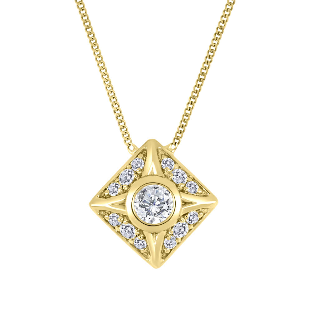 Collier or 10kt et dia. lab. - lxg067p/25 - Beverly Hills Jewellers