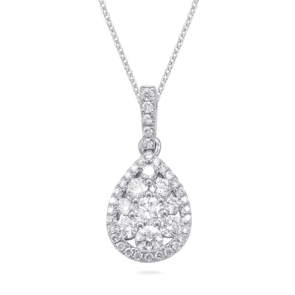 Pendentif or blanc et diamants - p3220wg - S. Kashi