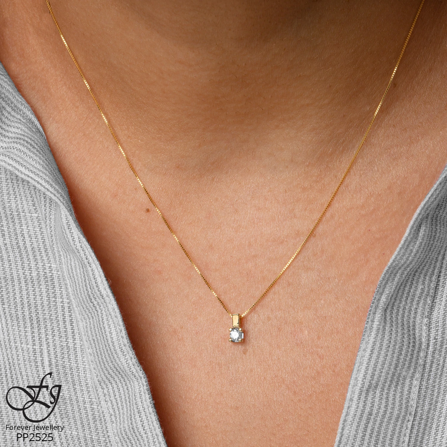 chaine et pendentif avec diamants - P446 - Forever Jewellery