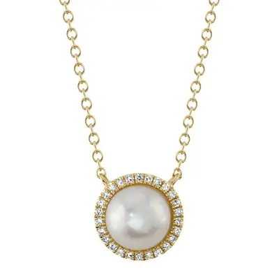 Collier or 14kt, perles de cultures et diamants - SC55023951 - 