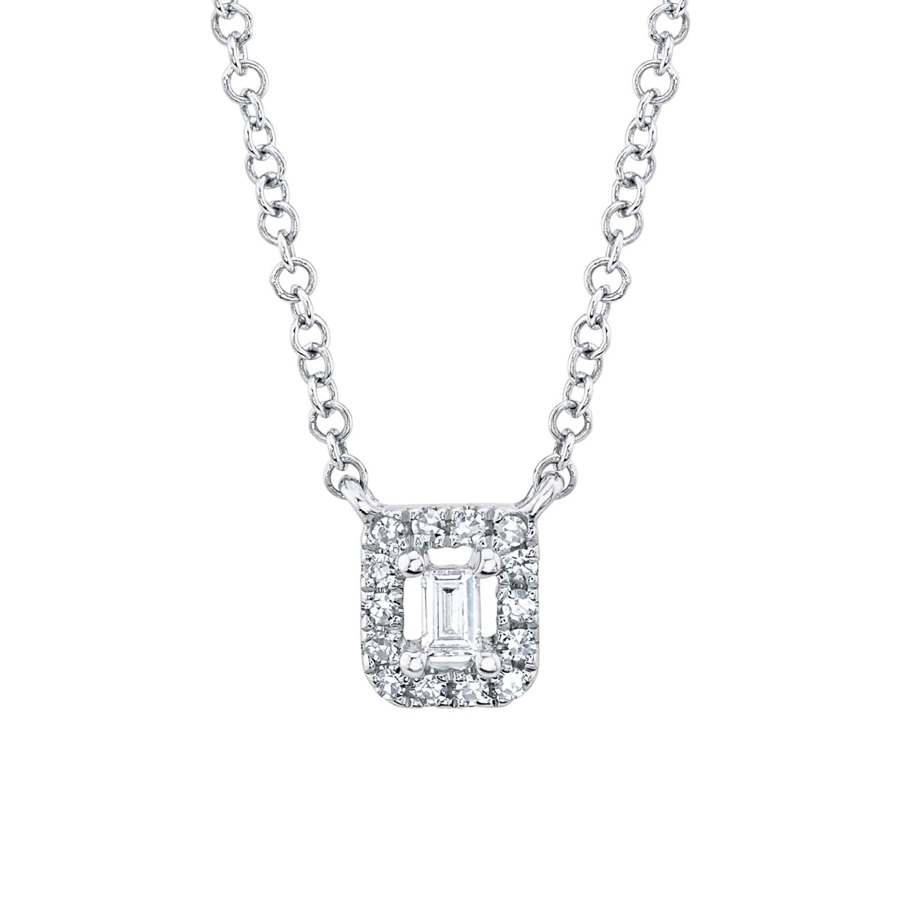 chaine or blanc 14kt pendentif baguette en diamants - sc55012157 - 