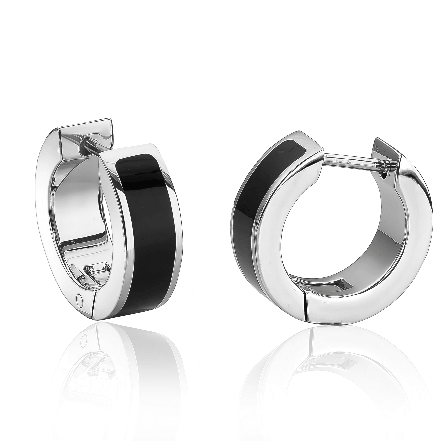 boucle d'oreille italgem en anneau stainless et noir 