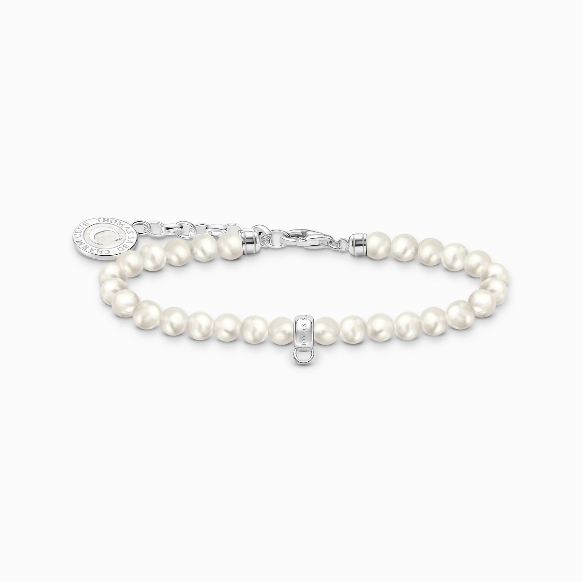 bracelet à beads perles blanches et argent