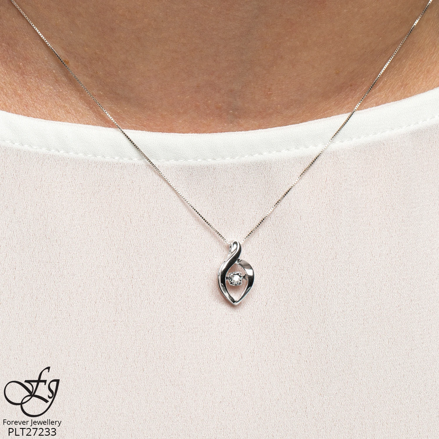 chaine et pendentif avec diamant pulse - P467 - Forever Jewellery