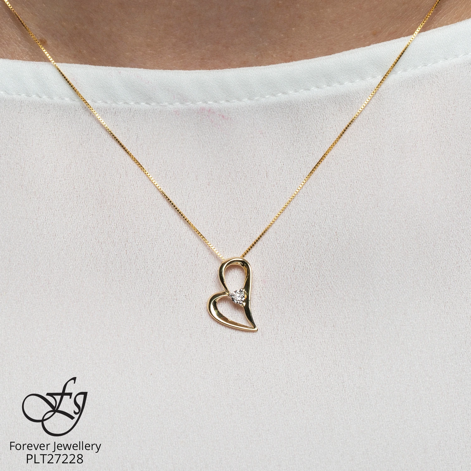 chaine et pendentif avec diamant - P443 - Forever Jewellery