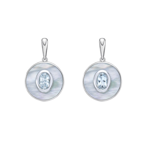 boucles d'oreilles 10kt nacre de perle, aiguemarine 0,7ct - ew d0580 aq0 - Karat imports ltd