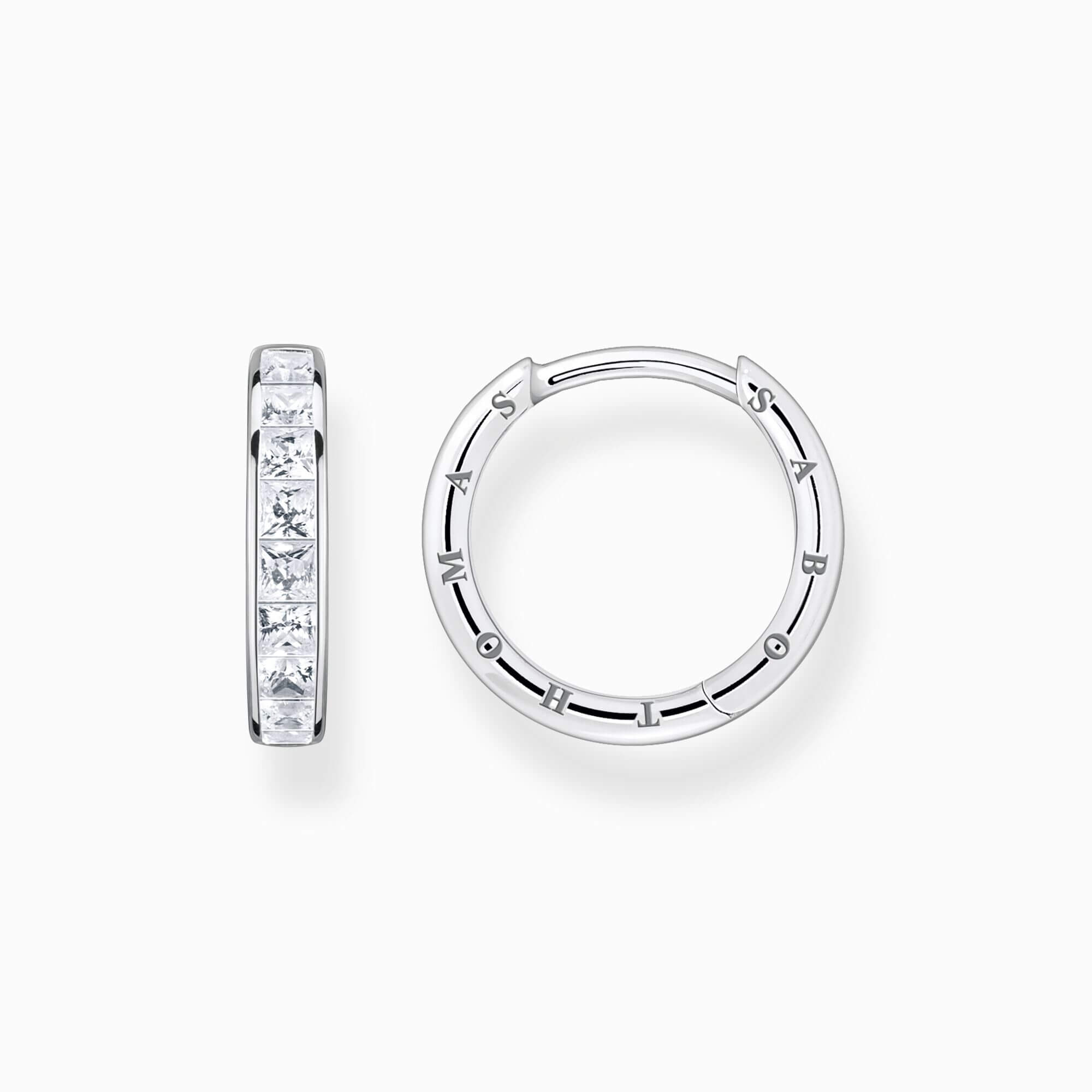 boucle d'oreille thomas sabo créoles avec pierres blanches pavé argent - H2201-051-9 - Thomas Sabo