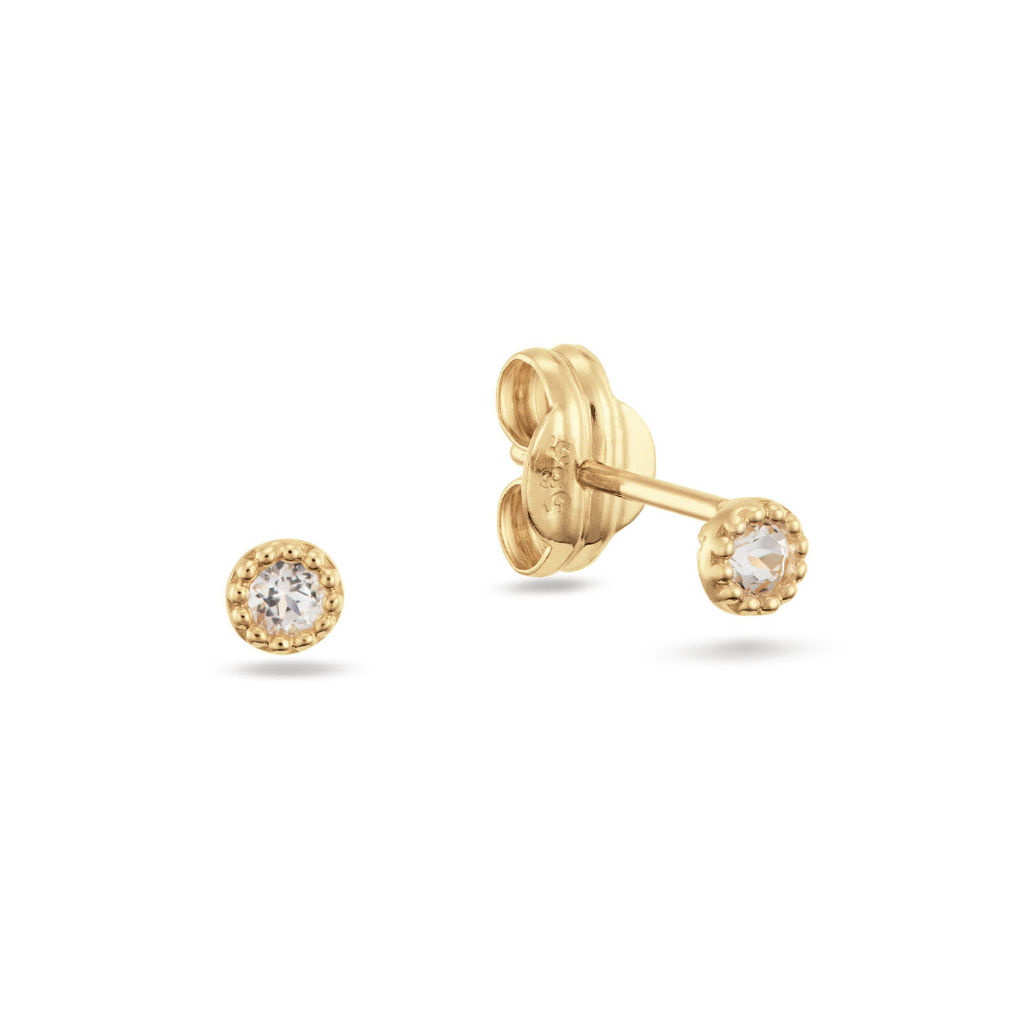 Grimaldi White Topaz Studs | Or 14 carats - jke25.511 - Jackie 14kt