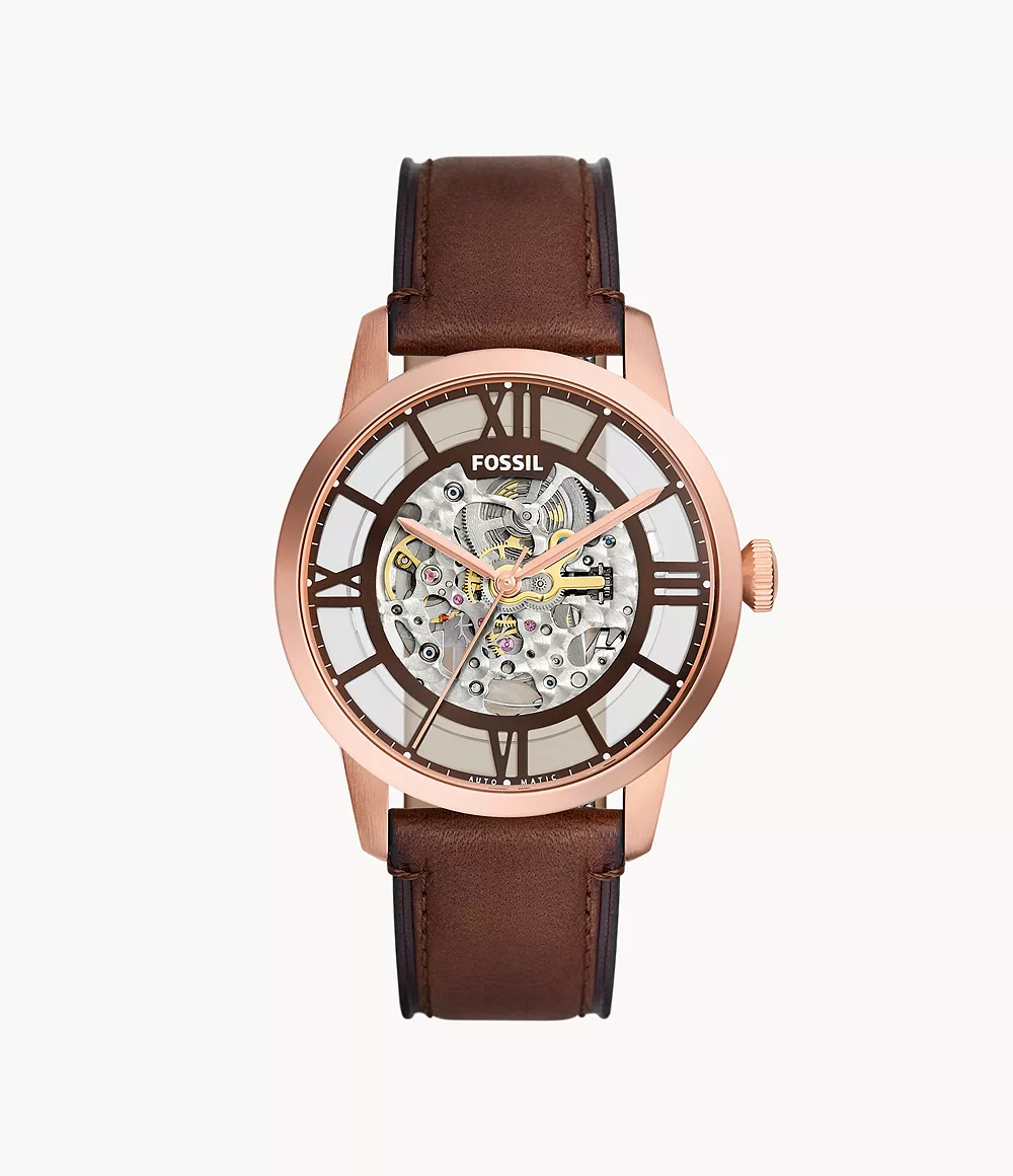 Montre fossil automatique en cuir brun Townsman - me3259 - Fossil