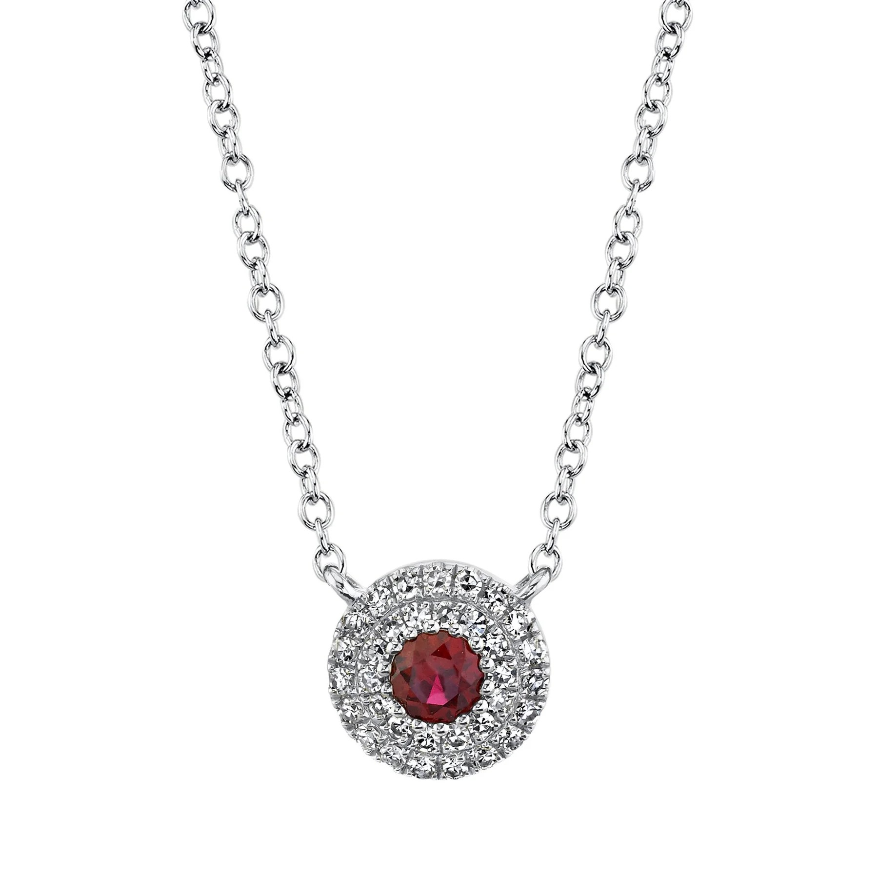 collier shy creation en or blanc 14kt avec diamants et rubis - sc55020547 - 