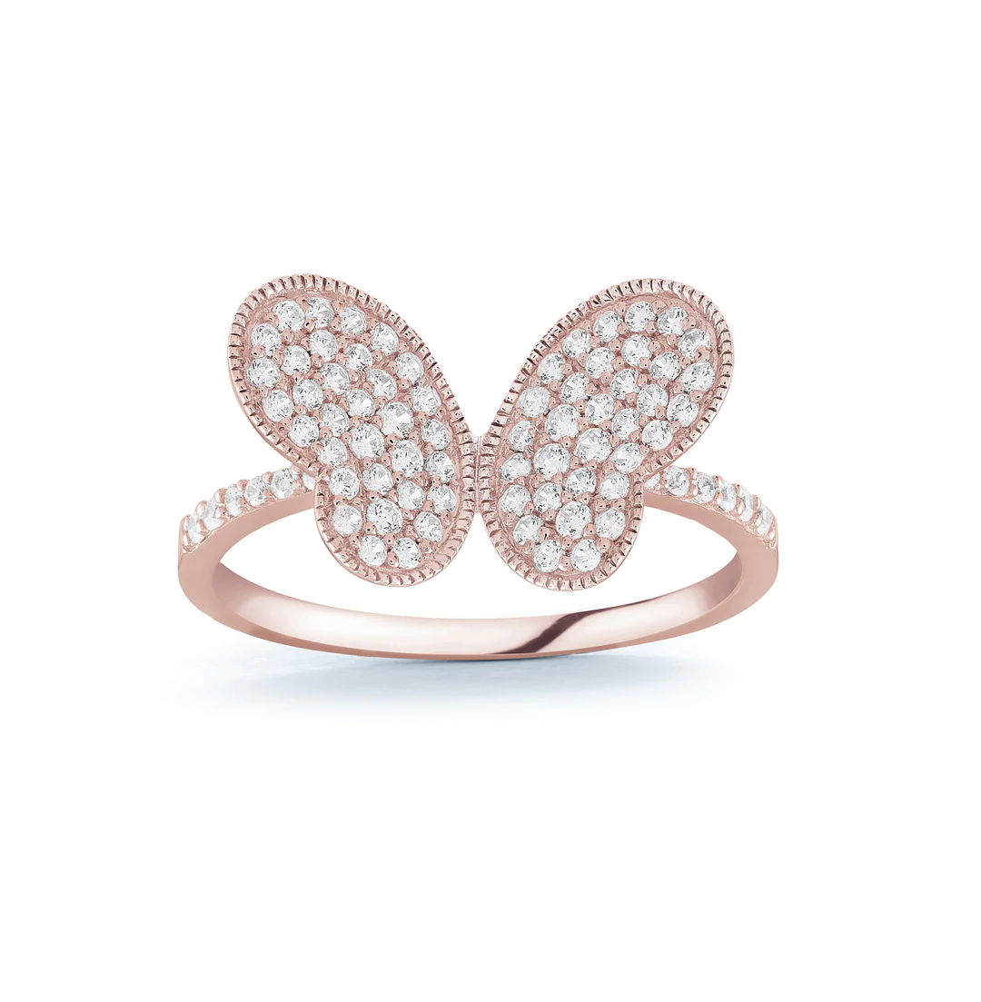 Bague MISS MIMI papillons or rose