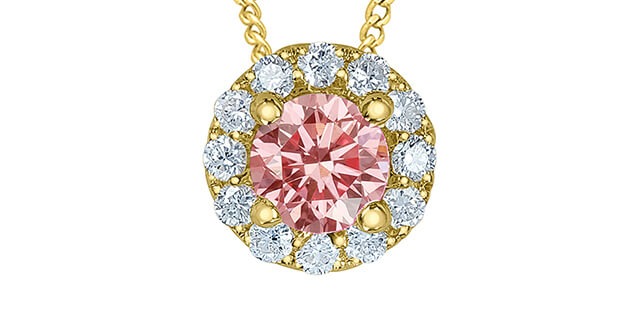 Chaine pendentif dia. lab. rose 0.23ct blanc 0.10ct VS 10KT - p4757/33c-10 - Corona Company