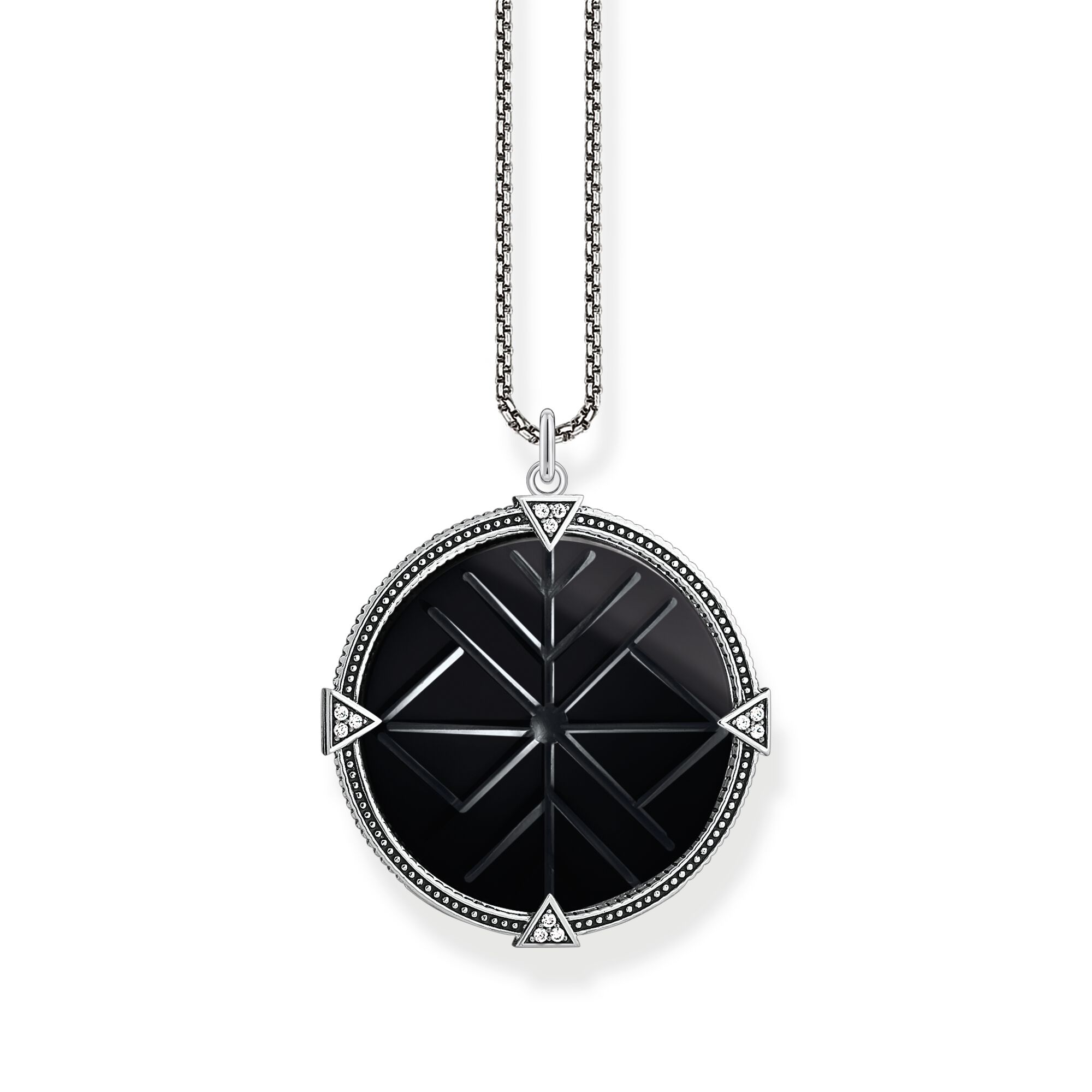 Chaine et médaille en onyx gravé