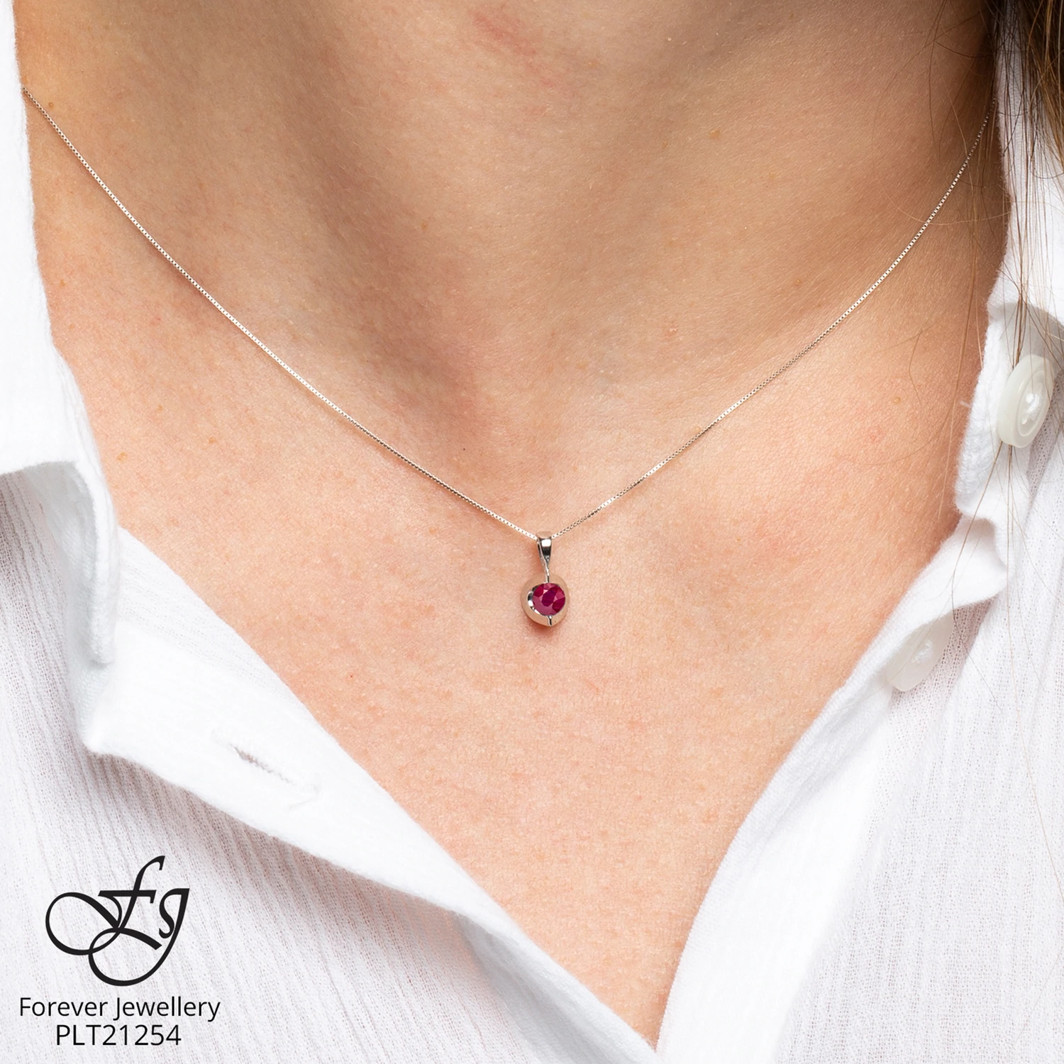 CHAINE et pendentif rubis - CH342 - Forever Jewellery