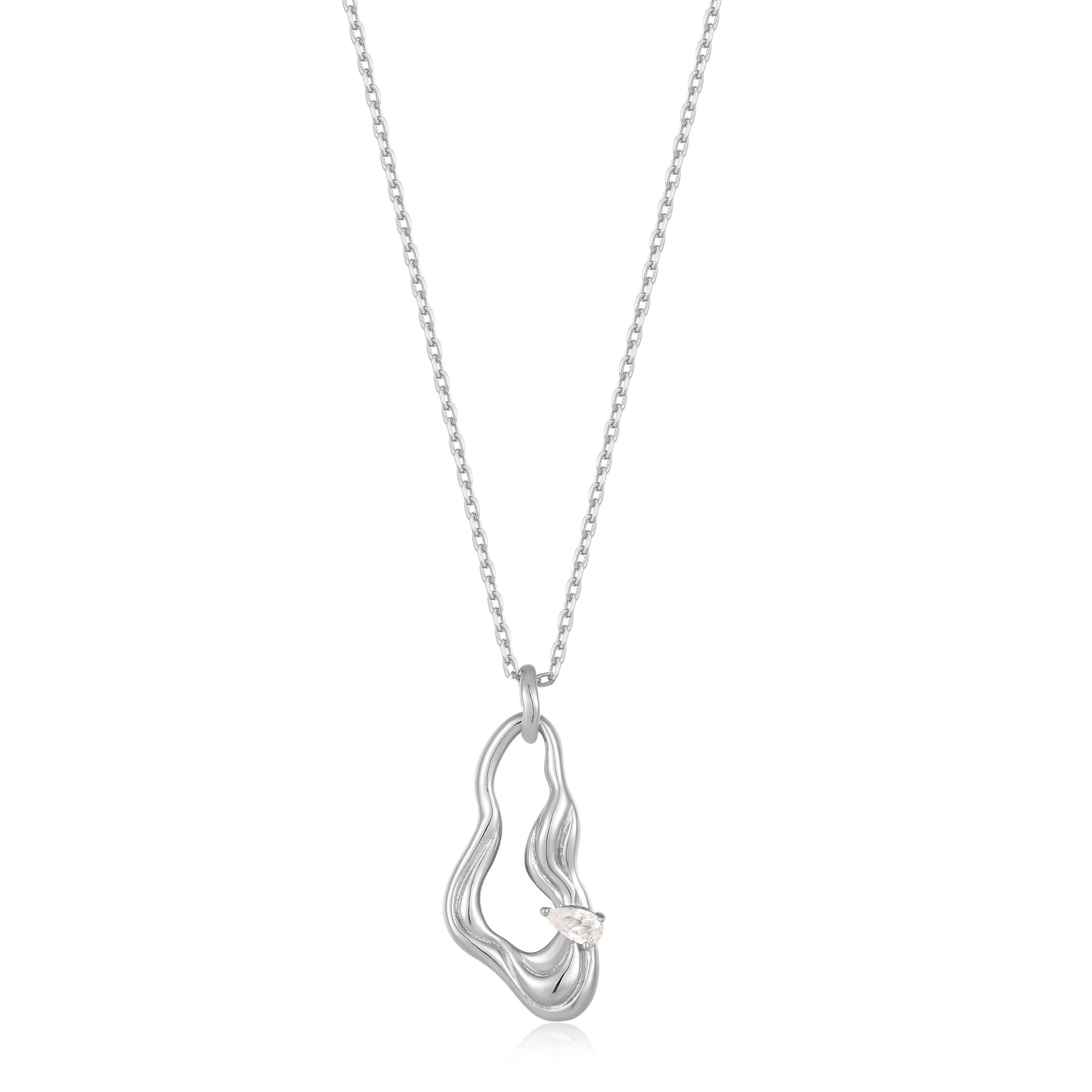 collier ania haie argent avec pendentif en vague - n050-01h - Ania Haie