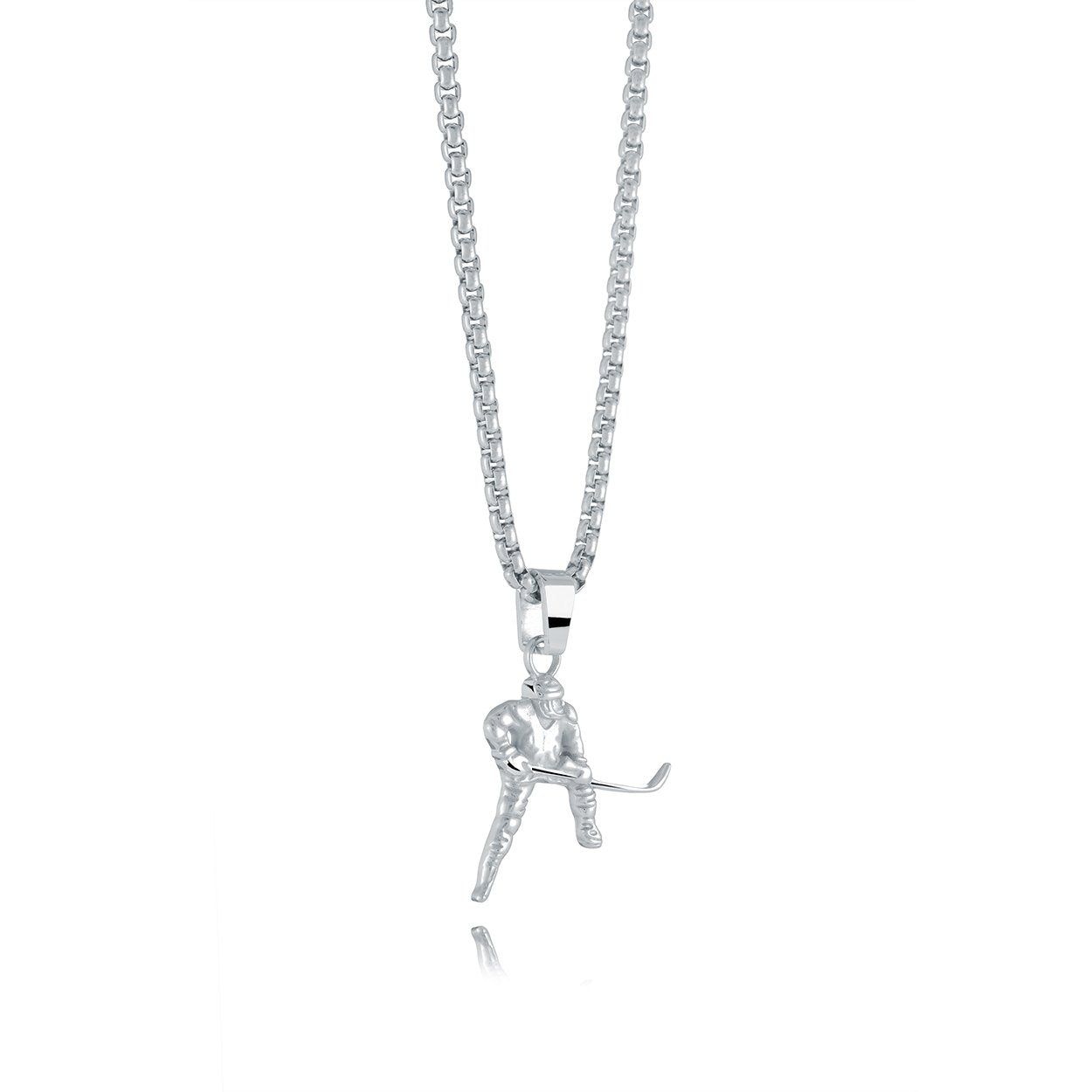 Chaine avec pendentif joueur d'hockey en stainless - SP399 - 