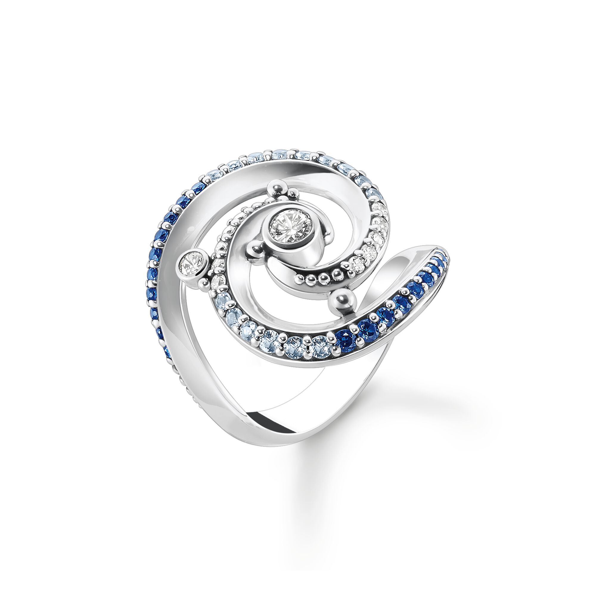 Bague thomas sabo vagues et pierres bleues - R2308 - Thomas Sabo