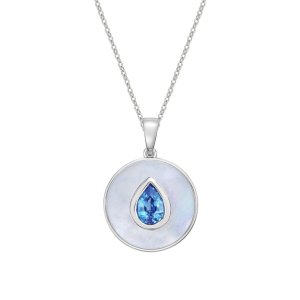 collier 10kt nacre de perle, topaz bleu 0,7ct - pw d0581 bt0 - Karat imports ltd