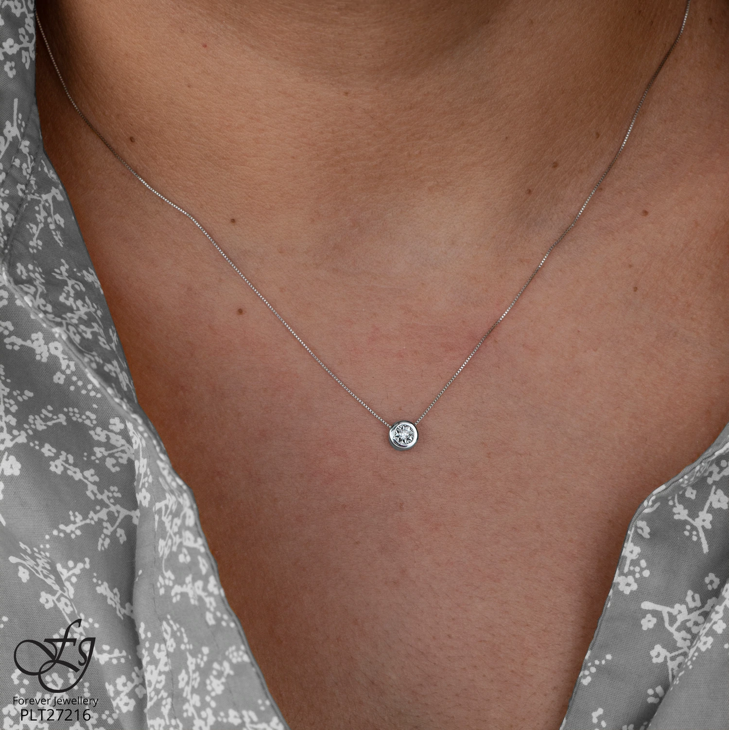 chaine et pendentif avec diamants - P463 - Forever Jewellery