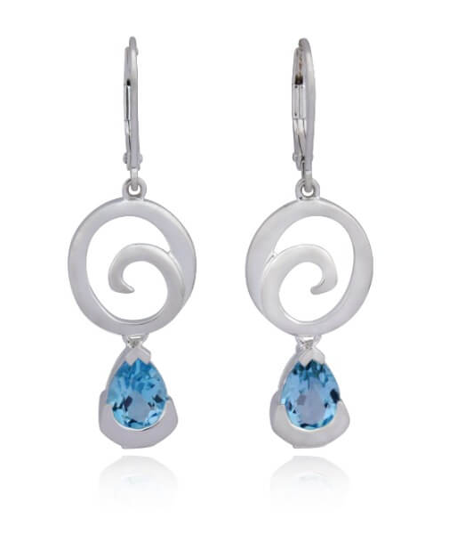 Boucles d'oreilles argent et pierres bleues - 62la2q1204 - Elle Jewelry