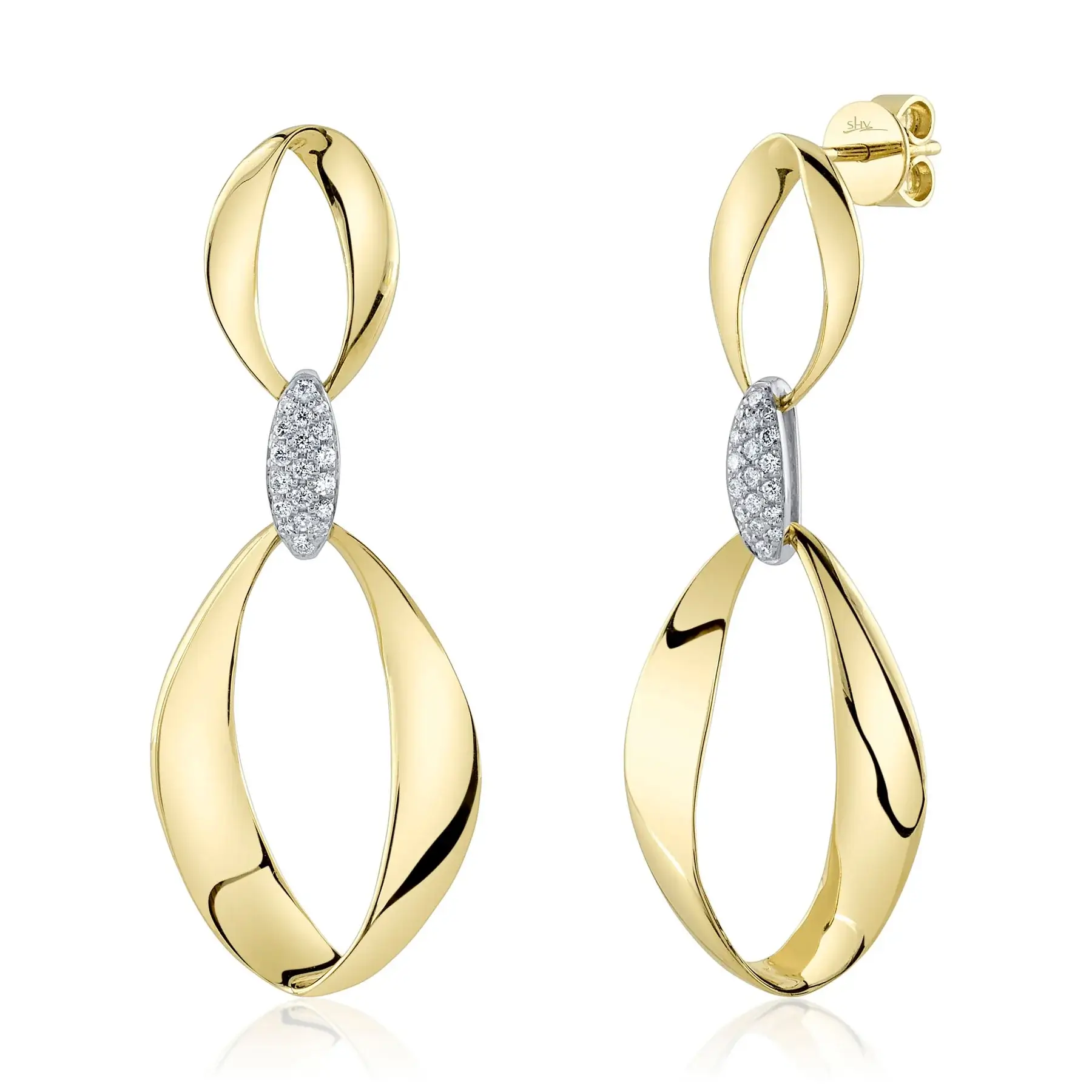 Boucles d'oreilles style mobius 14kt et diamants - sc22009005 - 