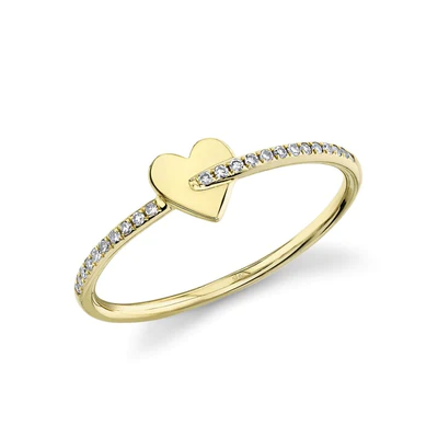 Bague or jaune 14kt coeur et diamants - sc55020729 - 