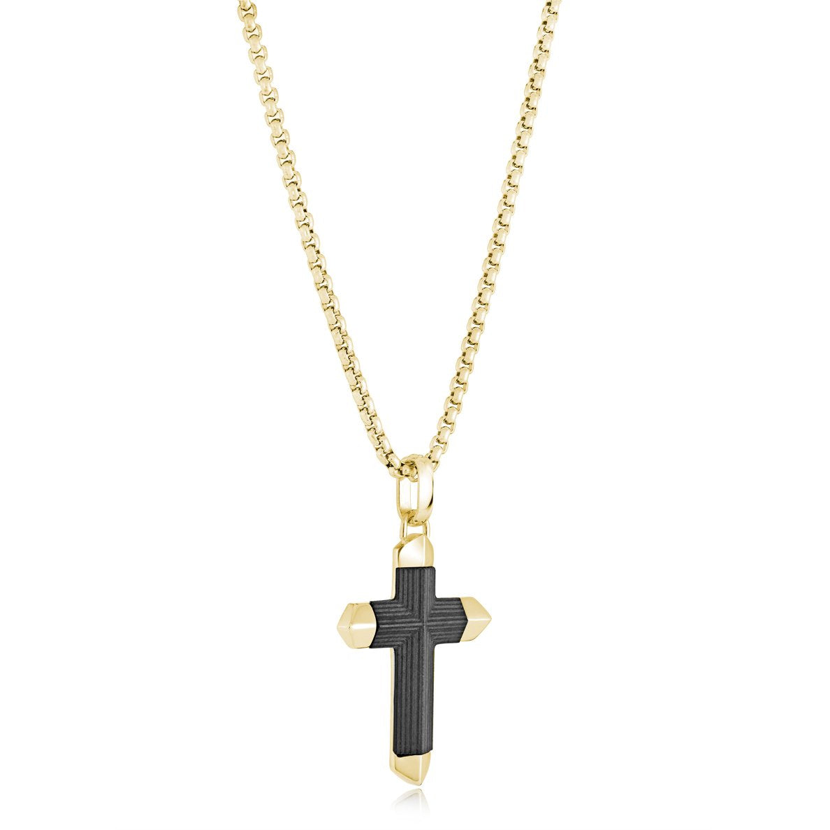 Chaine avec pendentif de croix en stainless plaqué - sc259 - 