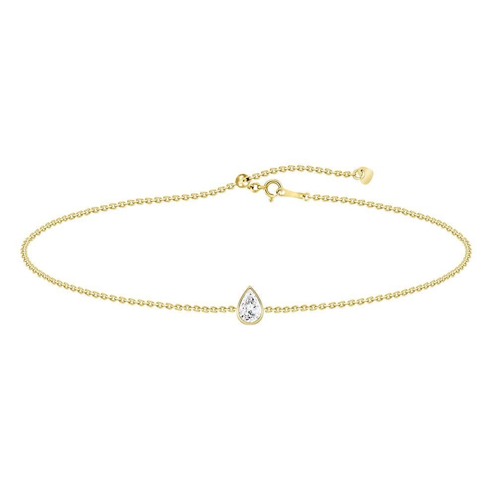 Bracelet or 18kt avec un diamant poire de 0.18cts - hkb00508b - UNISON 18KT