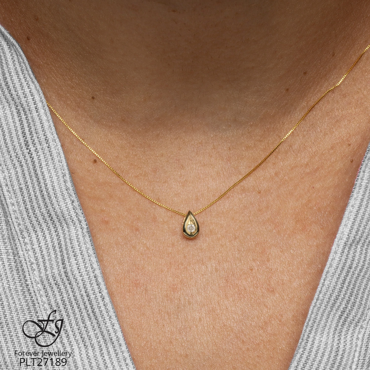 CHAINE et pendentif avec diamants - CH376 - Forever Jewellery