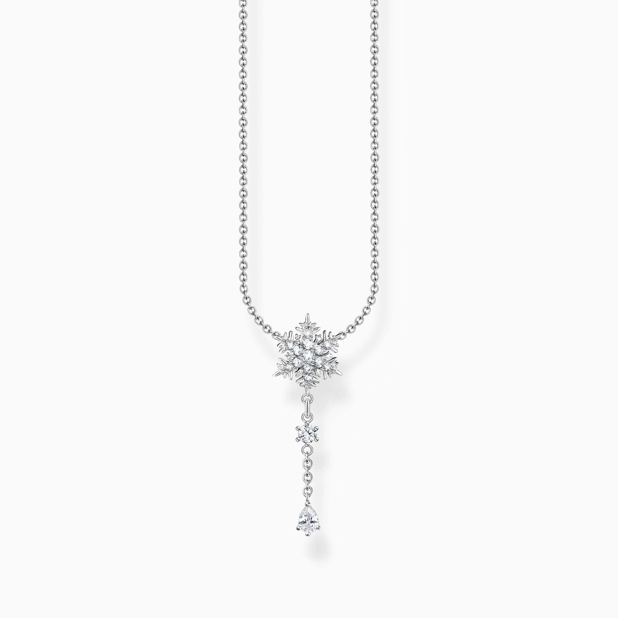 collier Thomas sabo avec pendentif flocon de neige avec pierres blanches argent - ke2171-051-14 - Thomas Sabo