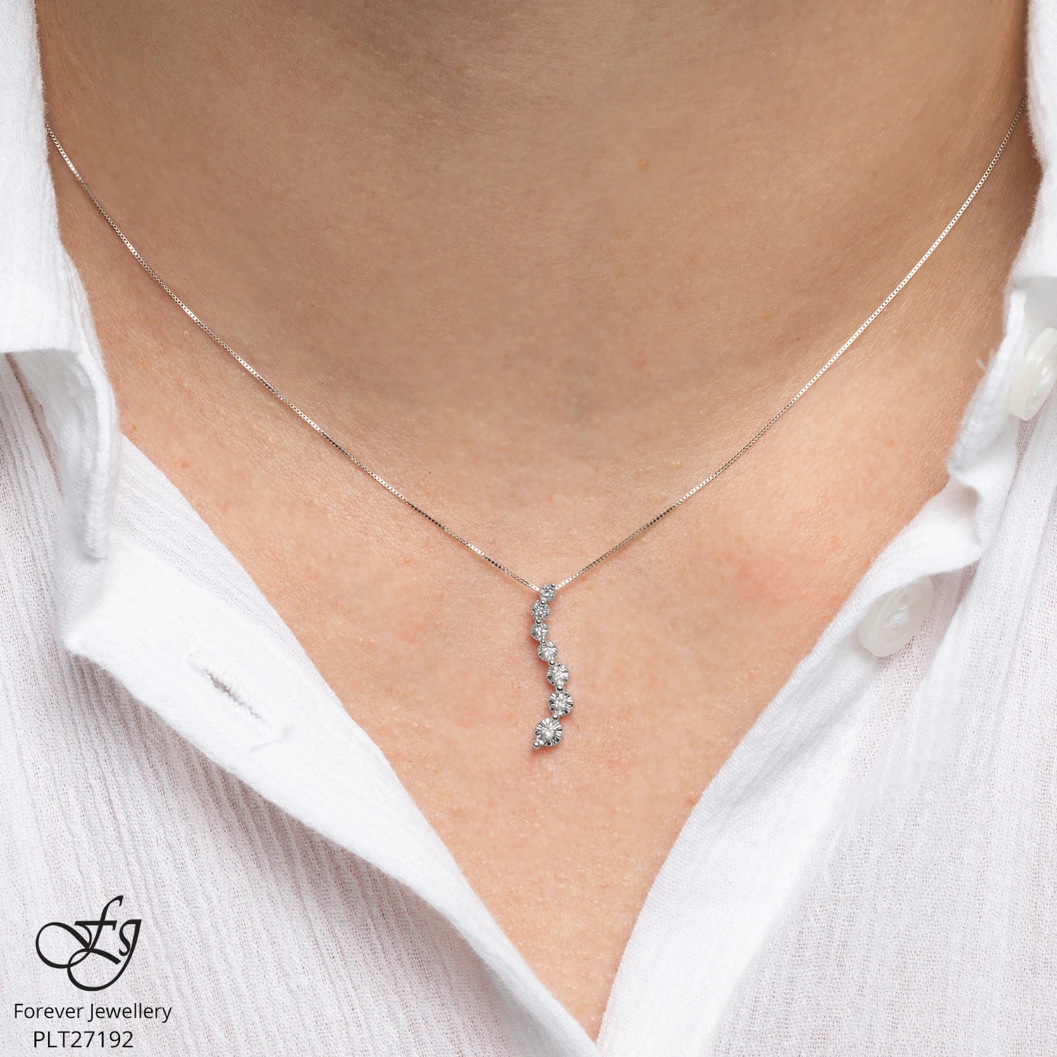 chaine pendentif diamants - CH361 - Forever Jewellery