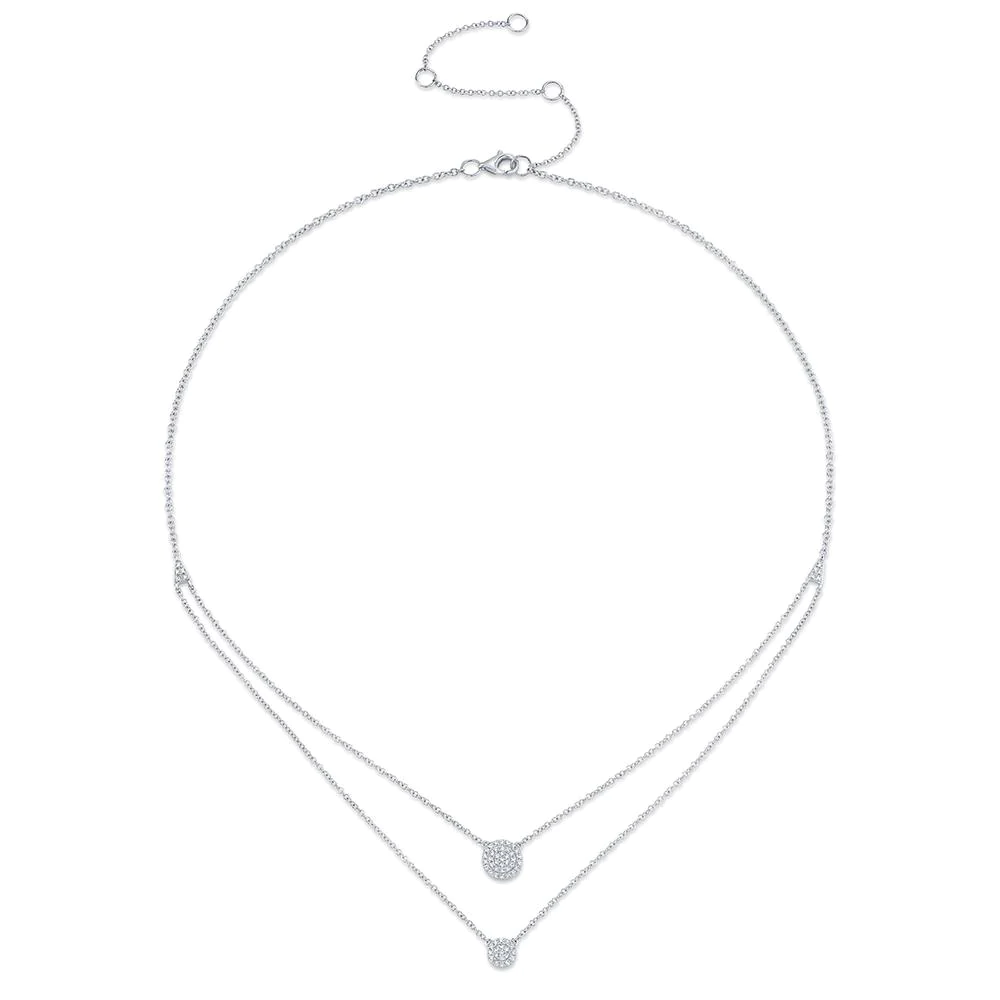 Chaine or blanc 14kt double avec pendentif diamants