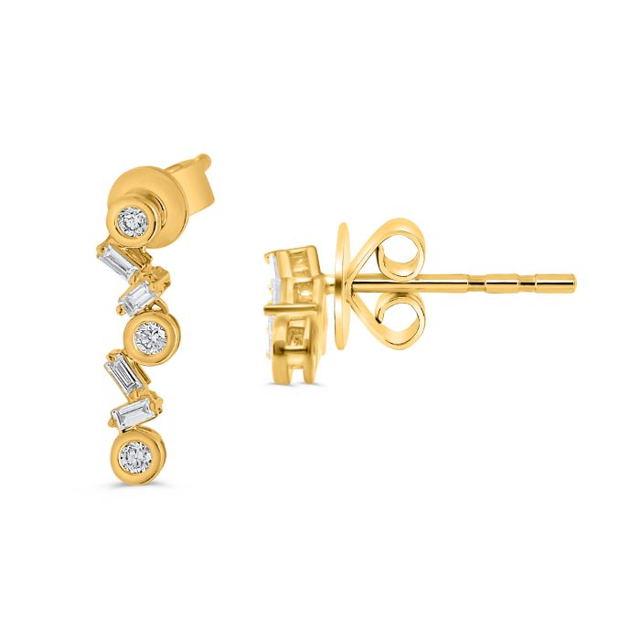 Boucles d'oreilles en or jaune 14kt et diamants - xe1095-y - Roman Jules