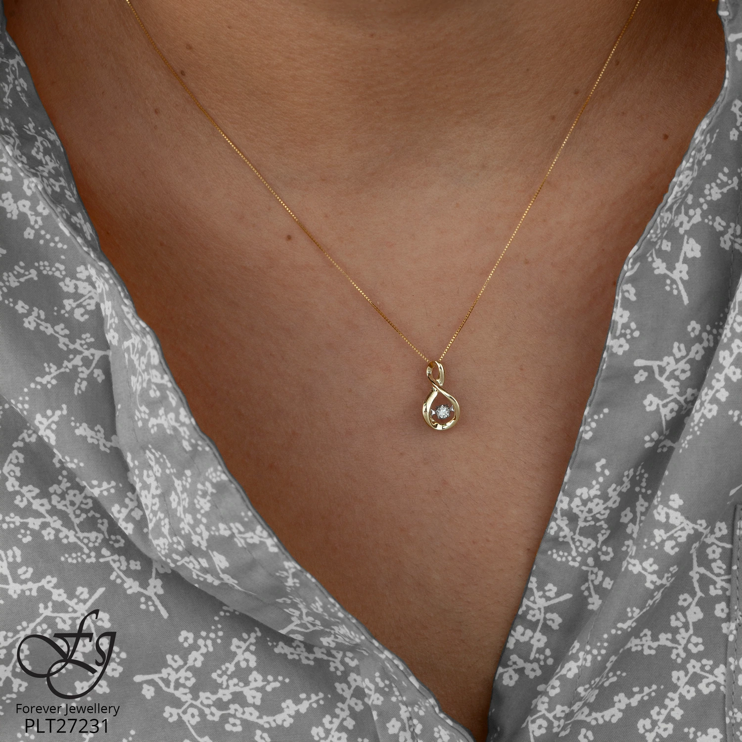 chaine et pendentif diamant pulse - P445 - Forever Jewellery