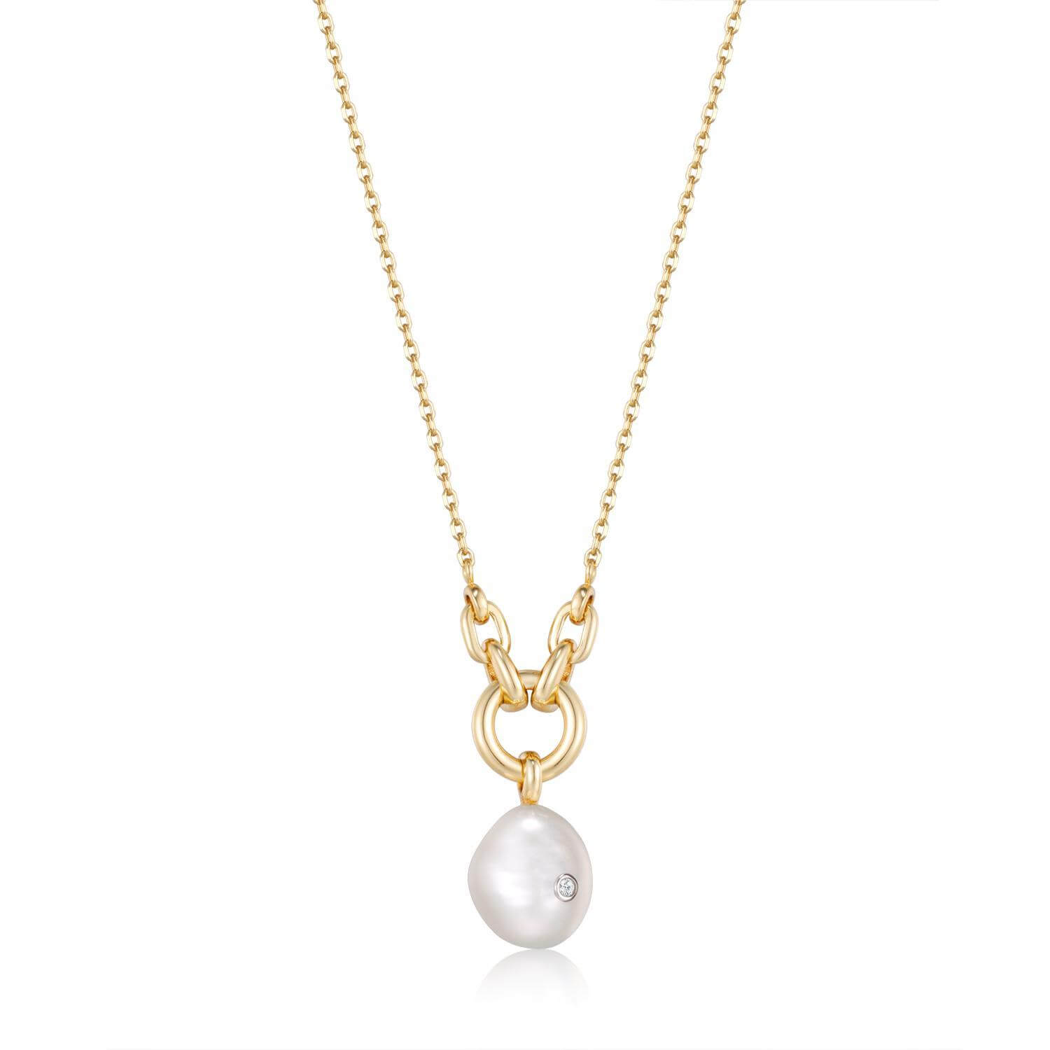 collier ania haie or avec perle scintillante 