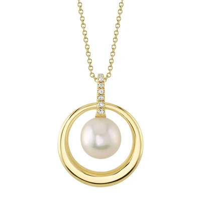 Collier or 14kt, diamants et perle de culture - SC36214770 - 