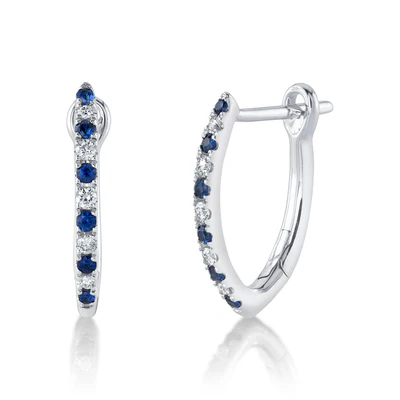 Boucles d'oreilles Shy or 14kt avec 0,09ct de diamant et 0.14ct de spahirs - sc55025211h0.60 - 