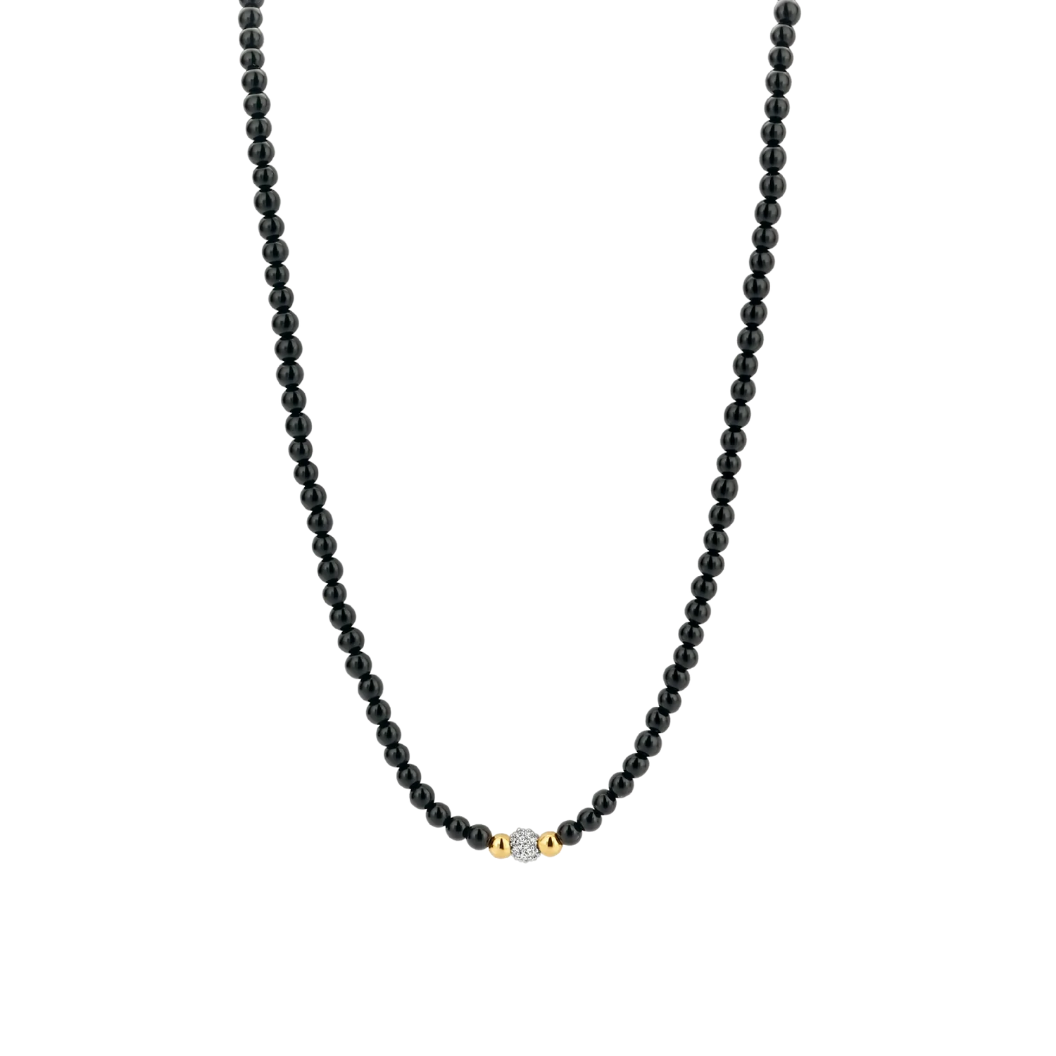 Collier Ti Sento d'onyx et bille de pierres blanches - N884 - Tisento