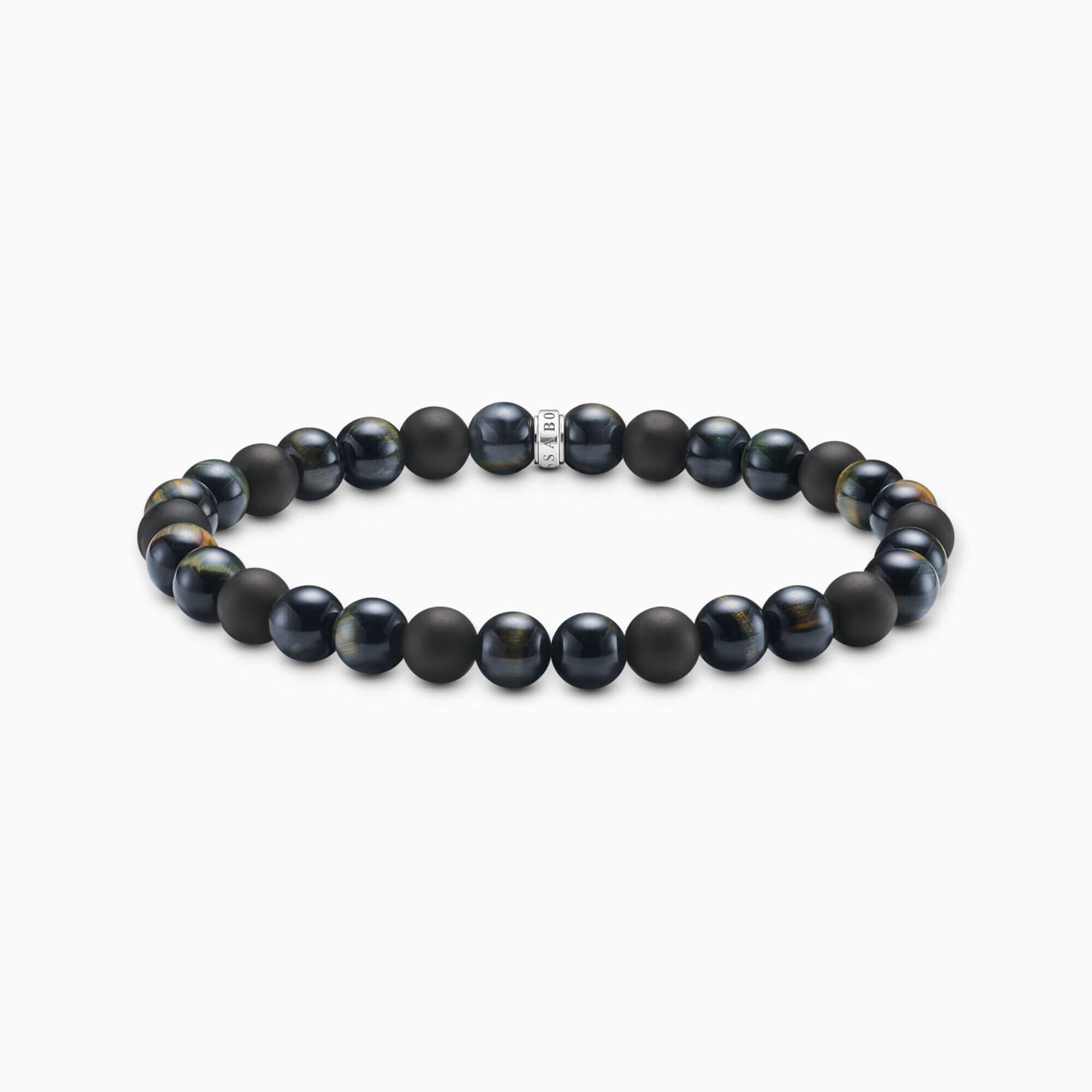 Bracelet talisman avec des Beads en oeil de tigre et en obsidienne - a2182-806-7-l19v - Thomas Sabo