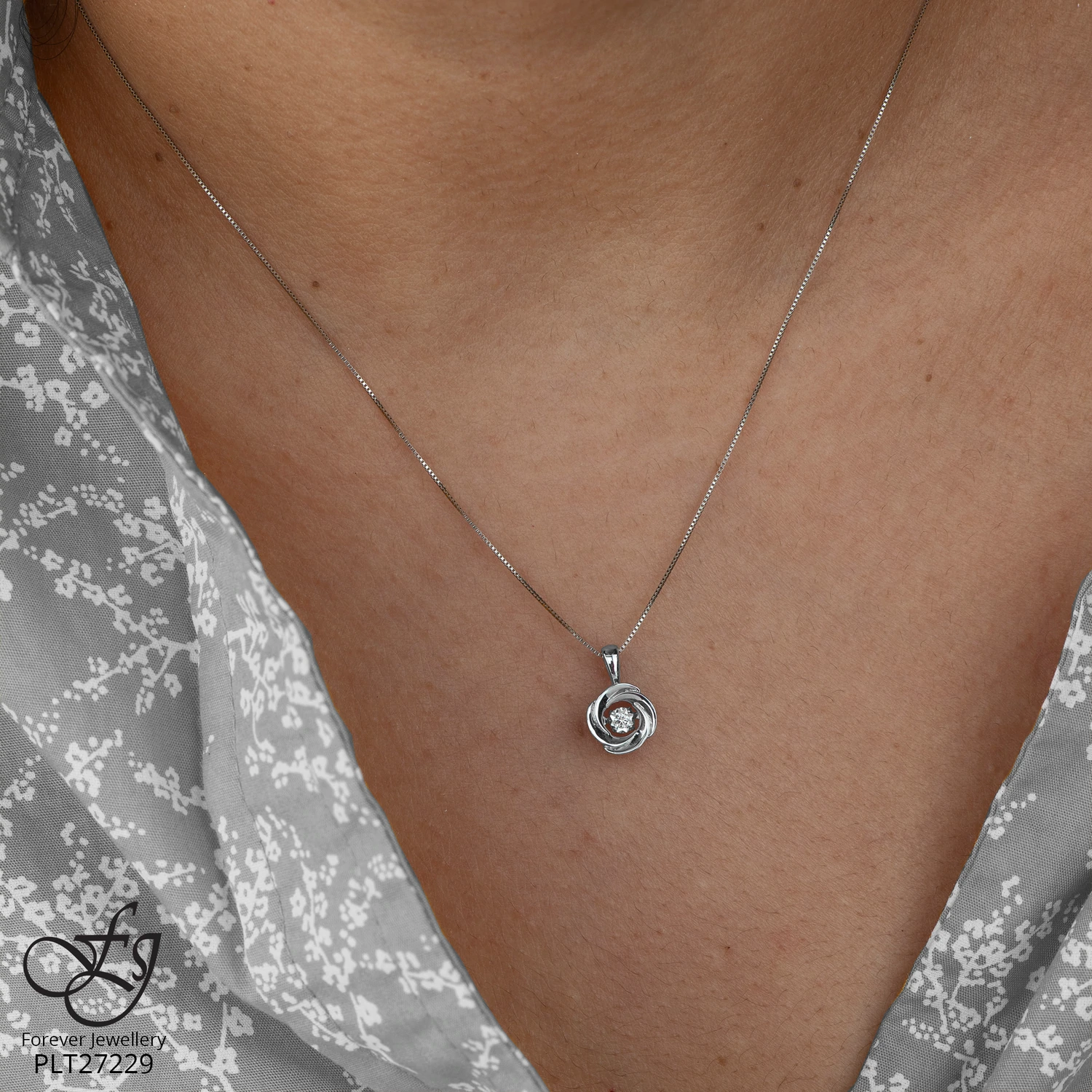 chaine et pendentif diamant pulse - P465 - Forever Jewellery