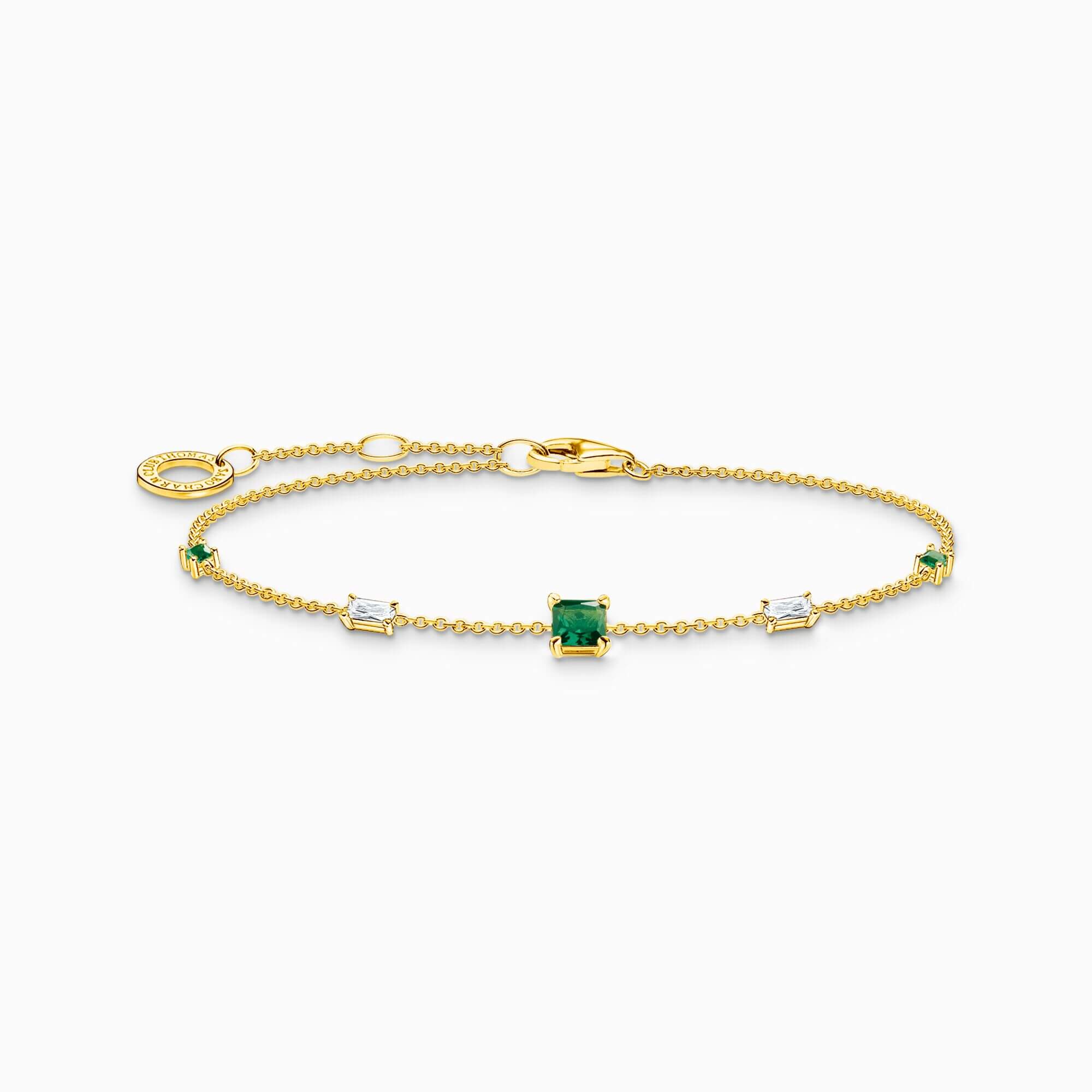 Bracelet thomas sabo or avec pierres vertes et blanches